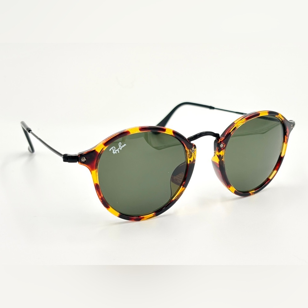 Beautiful Ray-Ban Round Fleck Sunglasses Rb2447 Unisex Black Havana 49-21-145 - Picture 5 of 14